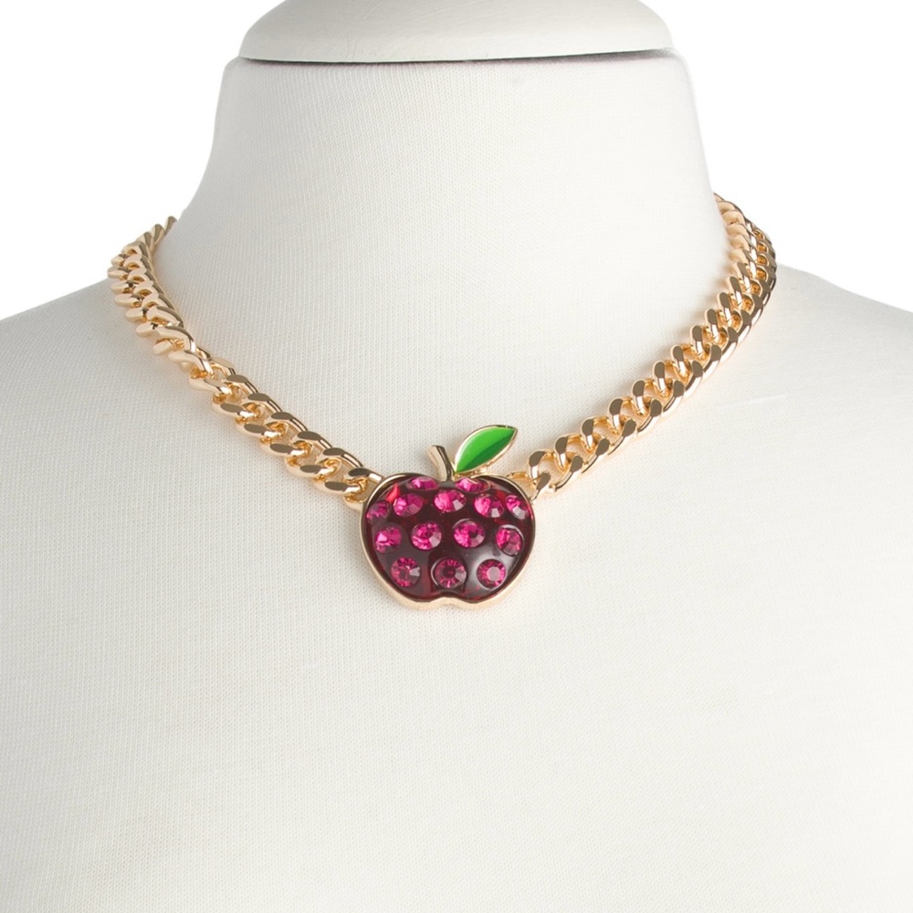 Betsey Johnson Crystal Apple Necklace